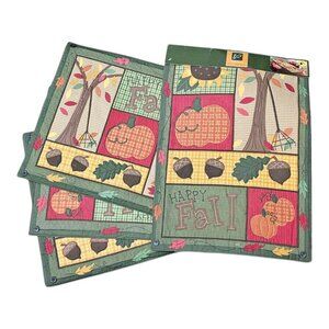 Harvest New Happy Fall Autumn Orange Green Pumpkins Table Runner And Placemats